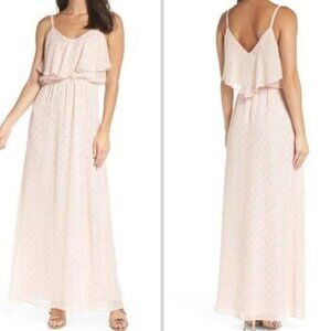 CHARLES HENRY Women's Peachy Pink Gold V-neck Cami Strap Maxi Dress M